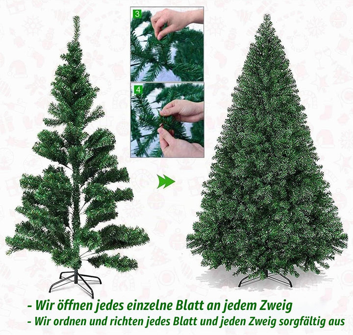 SOLAGUA NAVIDAD Künstlicher Weihnachtsbaum mit extra gefüllten Lamettablättern, 150–300cm Tanne mit