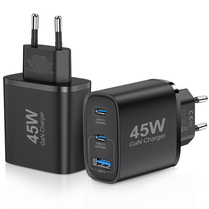 2er-Pack USB C Ladegerät 45W Netzteil GAN für iPhone/Samsung Galaxy S25/S24/S23/S22/S21 iPhone 16/15
