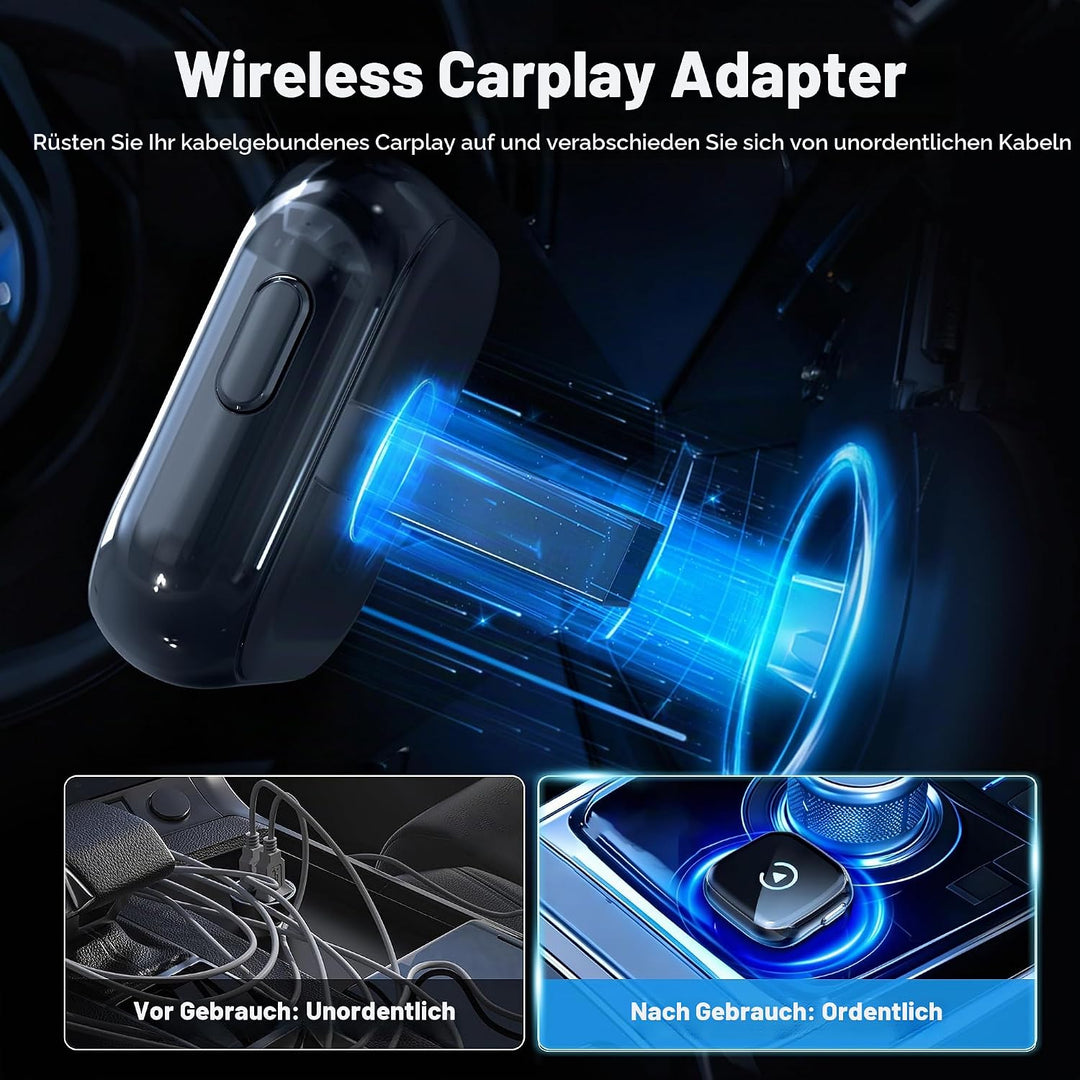 Verbesserter 2-in-1 CarPlay Wireless Adapter mit Instant 2-Phone Switch für Apple CarPlay/Android Au