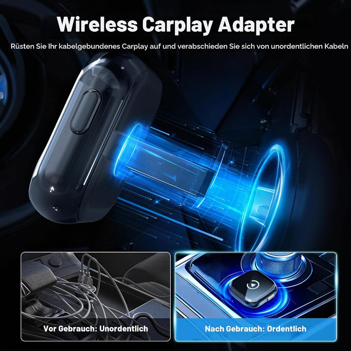 Verbesserter 2-in-1 CarPlay Wireless Adapter mit Instant 2-Phone Switch für Apple CarPlay/Android Au