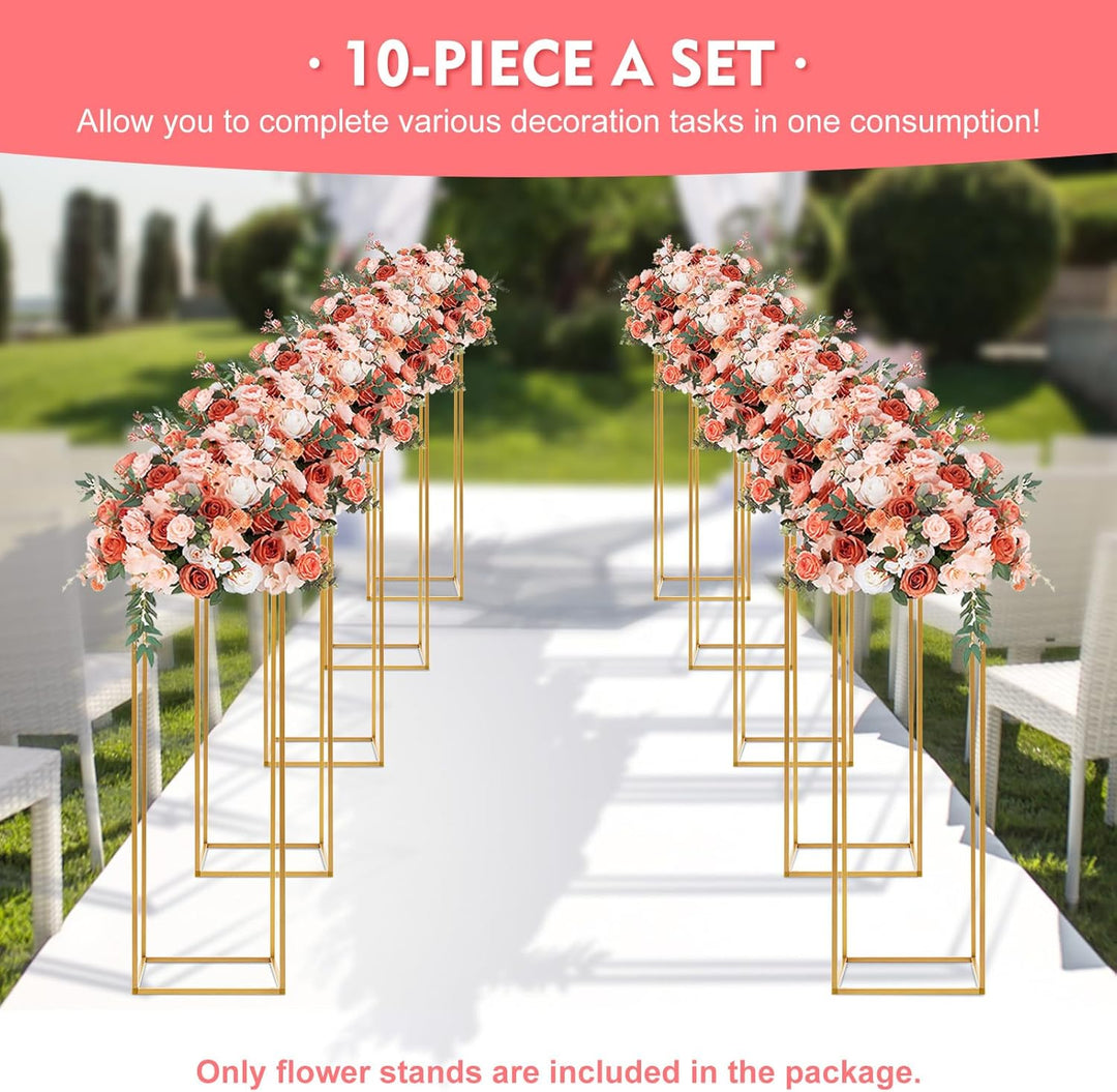 Madelynn 10er-Set Blumenhocker Eckig 27x27x80cm Blumenständer, DIY-Spass, Rechteckig Gold Hochzeitsv