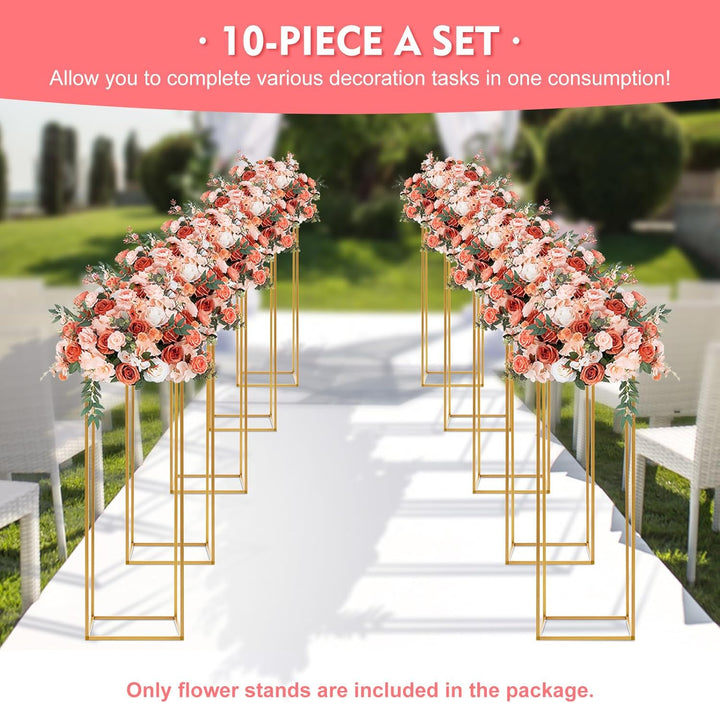 Madelynn 10er-Set Blumenhocker Eckig 27x27x80cm Blumenständer, DIY-Spass, Rechteckig Gold Hochzeitsv