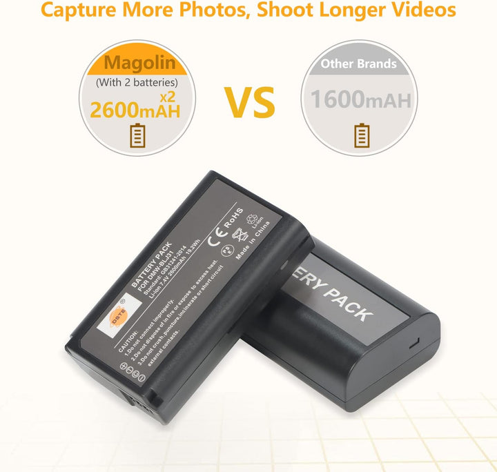 DSTE (2-Pack) DMW-BLJ31 DMW-BLJ31E Ersatz Batterie + Duales USB-Ladegerät mit LCD-Display Kompatibel