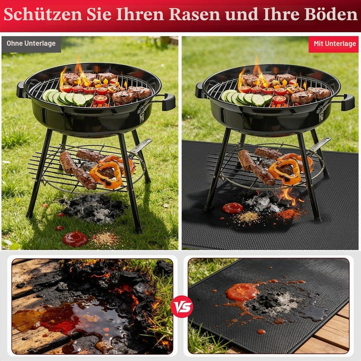 100 × 150 cm Feuerfeste Unterlage, Feuerschutzmatte, Hitzeschutzmatte Splatter Matte 3 Schicht, Gril