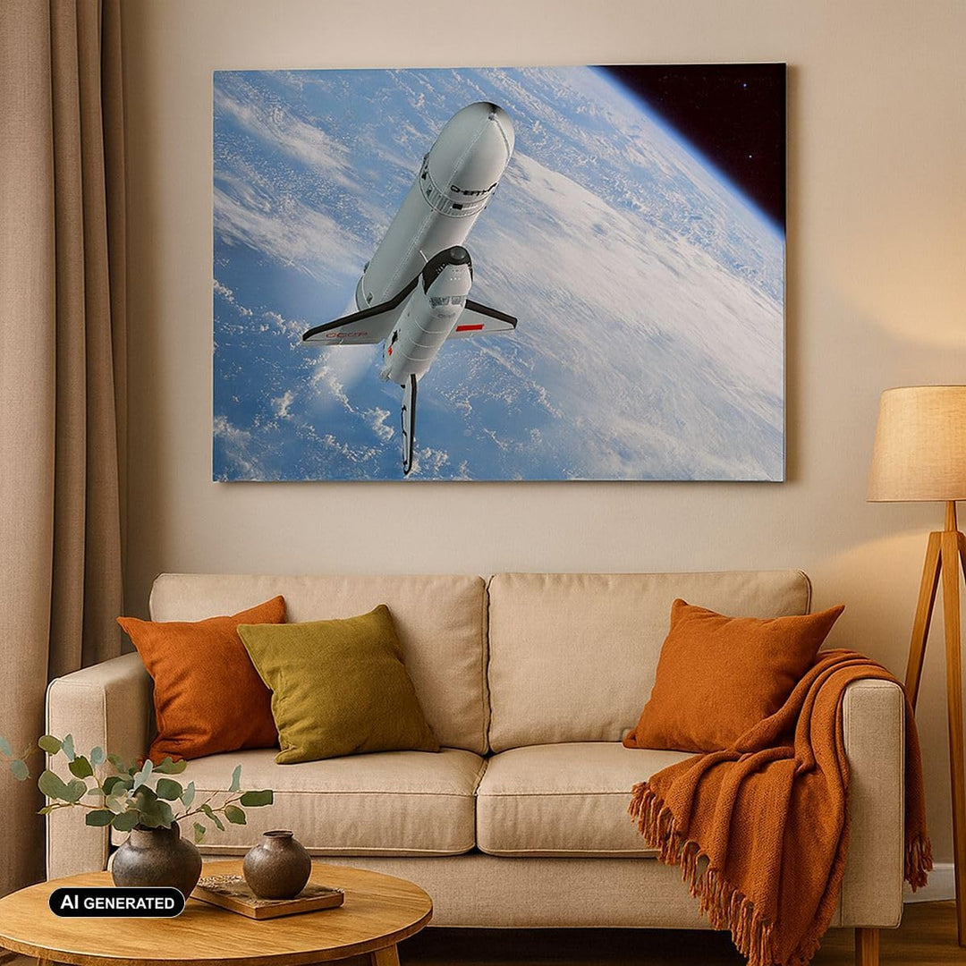 Bilder auf Leinwand 100x70cm Leinwandbild Himmel Rakete Kosmos Planet Gross Wanddeko Bild Schlafzimm