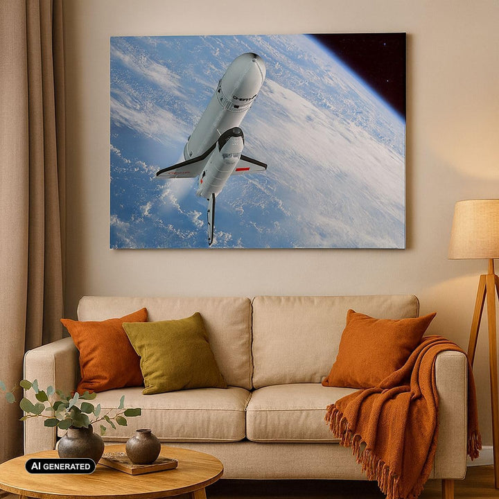 Bilder auf Leinwand 100x70cm Leinwandbild Himmel Rakete Kosmos Planet Gross Wanddeko Bild Schlafzimm