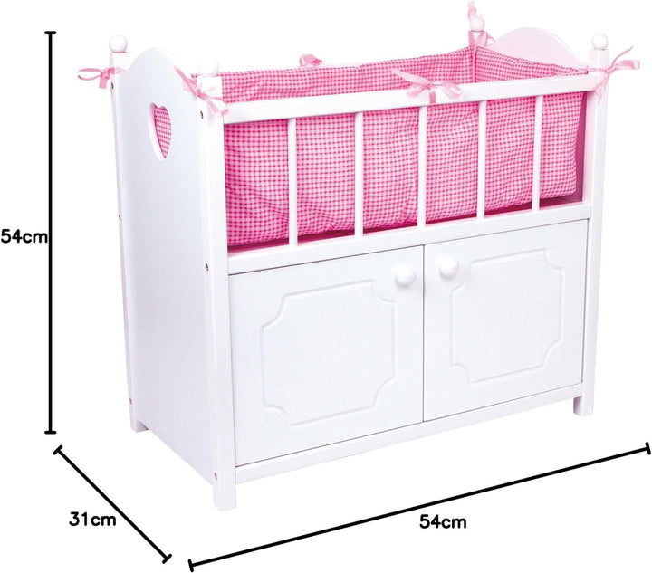 Small Foot Puppenbett mit Schrank aus Holz, Bettwäsche und Bettumrandung, ab 3 Jahren, 2875, Weiss R