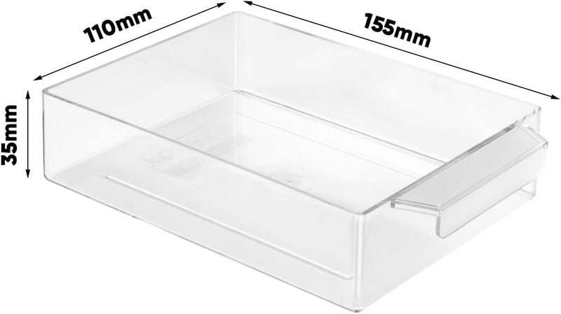 Aufbewahrungsbox mit Schubfächern Sortimentskasten - 18 Stück Transparent Schubladen - 690 x 155 x 1