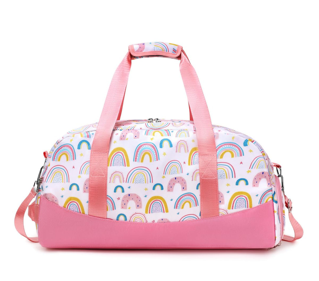 Lmwzh Kinder Sporttasche Reisetasche mitSchuhfach Turnbeutel wasserdichte Schwimmtasche(Regenbogenfa