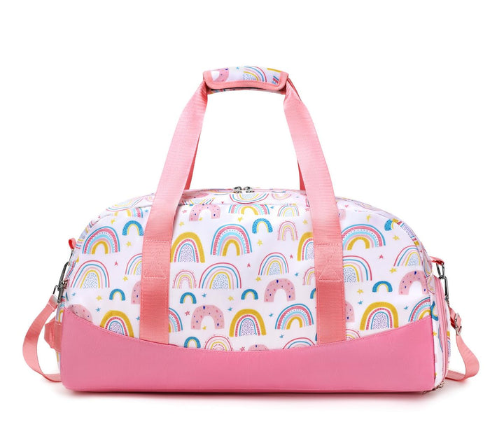 Lmwzh Kinder Sporttasche Reisetasche mitSchuhfach Turnbeutel wasserdichte Schwimmtasche(Regenbogenfa
