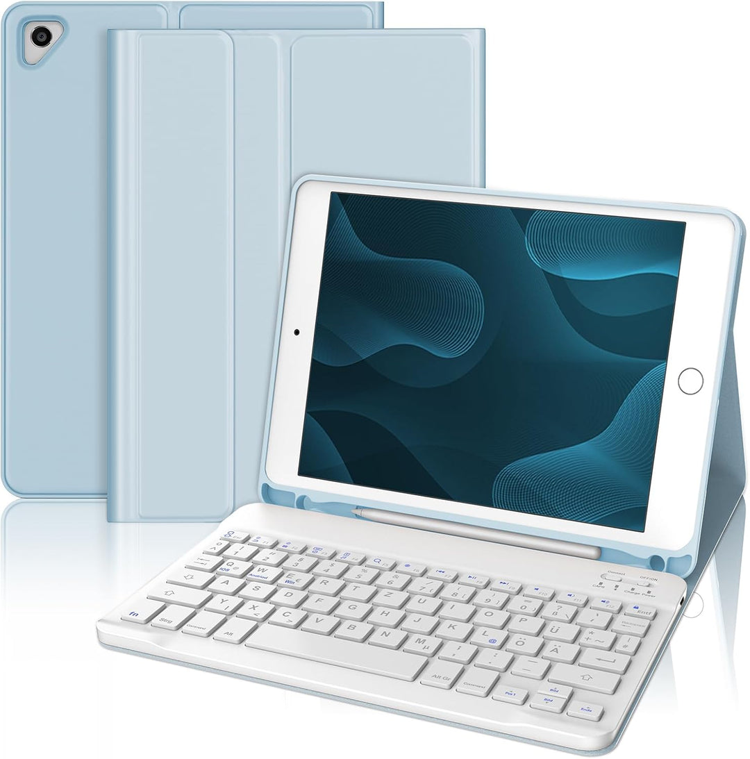 IVEOPPE Tastatur iPad 6. Generation - Tastatur Hülle für 9.7, Magnetisch Abnehmbarer QWERTZ Bluetoot
