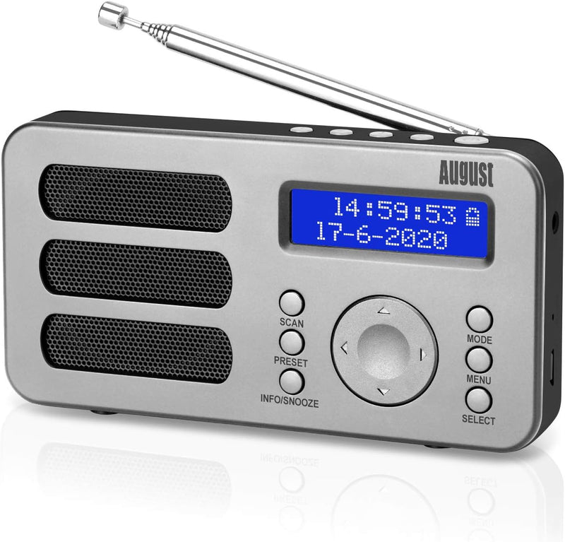 August MB225 - Tragbares Radio mit DAB+ / DAB/FM RDS-Funktion 40 Presets digitaler Radiowecker Stere