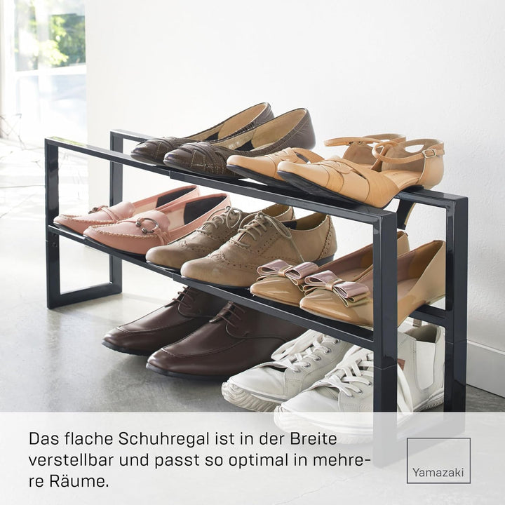 YAMAZAKI Extendable shoe rack 2 tier für Schuhe - Line - black Schwarz Single, Schwarz Single