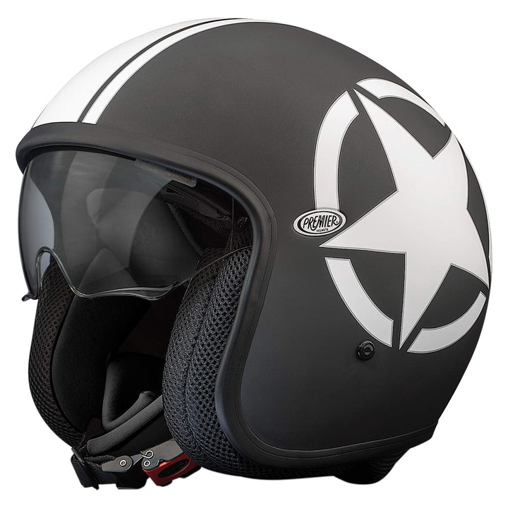 Premier Helm Vintage Star 9 BM,SCHWARZ/Weiss,S S SCHWARZ/WEISS, S SCHWARZ/WEISS