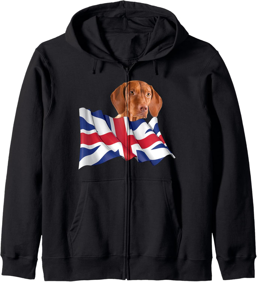 Union Jack Flag Dog Vizsla Kapuzenjacke