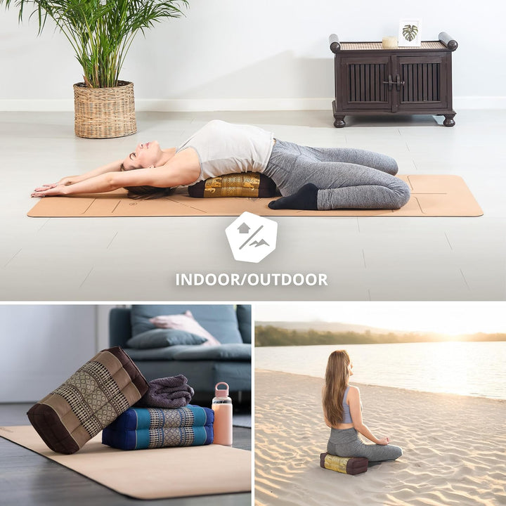 livasia Block Yogakissen eckig Thaiseide - 17x34x12cm - Meditationskissen Kapok, Stützkissen rechtec