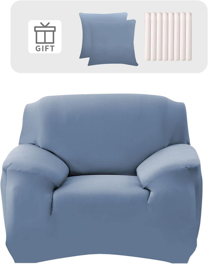 Lydevo Sofabezug 1 Sitzer Stretch Sofahusse Elastischer Sofabezug Spandex Sofa Überzug mit 2 Kissenb
