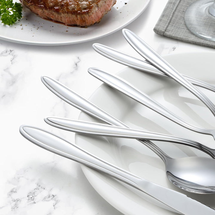 Hunnycook Besteck Set 12 Personen mit Steakmesser, Premium Edelstahl Besteck Set 72 Stück, Elegantes