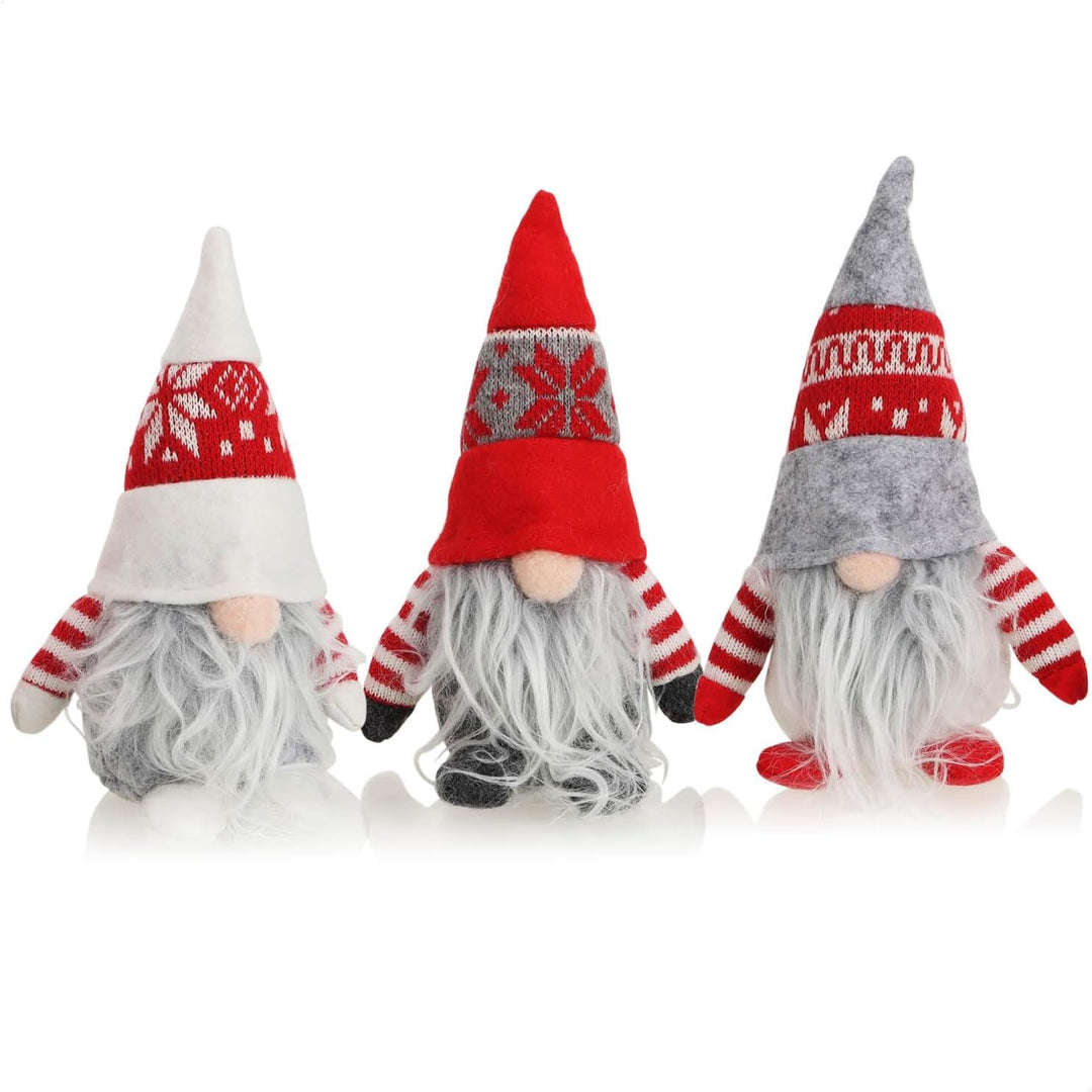 com-four® 3X Premium Weihnachts-Wichtel 18cm - winterliche Zwergen-Figur - Weihnachtsdeko - skandina
