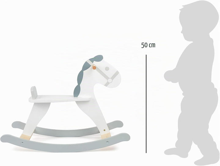 small foot Schaukelpferd Skandi aus Holz, mit Rückenlehne und zwei festen Griffen, für Kinder ab 3 J