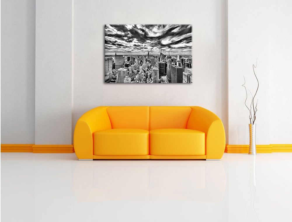 Pixxprint New York Skyline / 100x70cm Leinwandbild bespannt auf Holzrahmen/Wandbild Kunstdruck Dekor