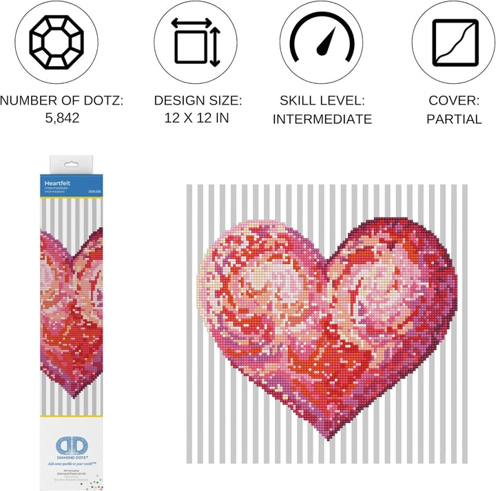 Diamond Dotz DD5-035 Herz, ca. 30,5 x 30,5 cm gross, Diamond Painting, Malen mit Diamanten, funkelnd