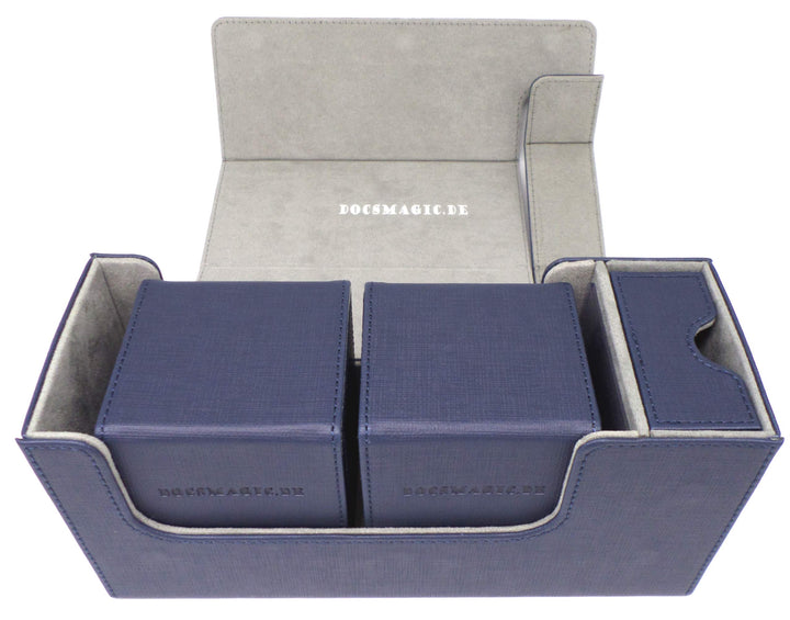 docsmagic.de Premium Magnetic Tray Long Box Dark Blue Small + 2 Flip Boxes - Dunkelblau Small + 2 Fl