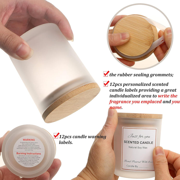 MILIVIXAY Mattierte Kerzengläser aus Glas mit Deckeln und Kerzenherstellungs-Sets, leere Kerzengläse