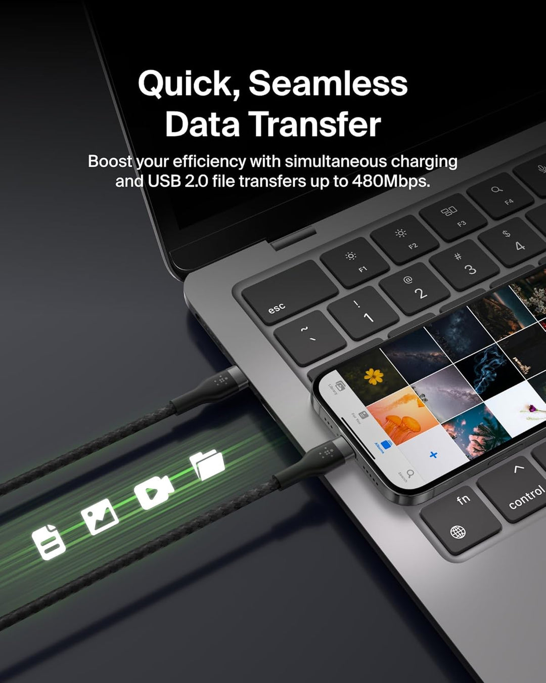 Belkin BoostCharge Pro Flex geflochtenes USB-C/USB-C-Ladekabel, USB-IF-zertifiziert zum Schnellladen