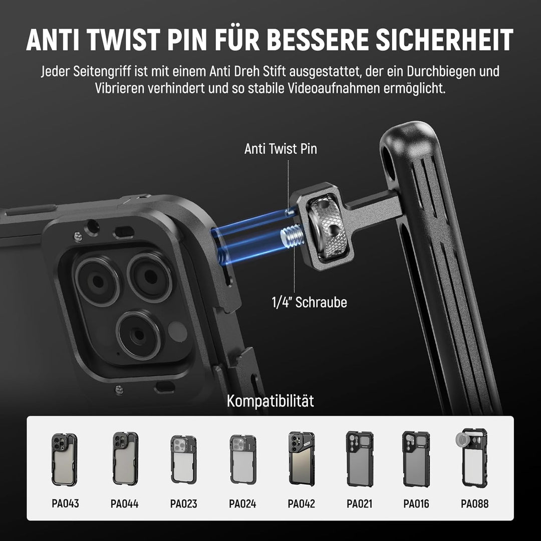 NEEWER 2er Pack drehbarer Seitengriff/Obergriff,Aluminiumgriff nur für iPhone 15 Samsung S22 S23 Tel