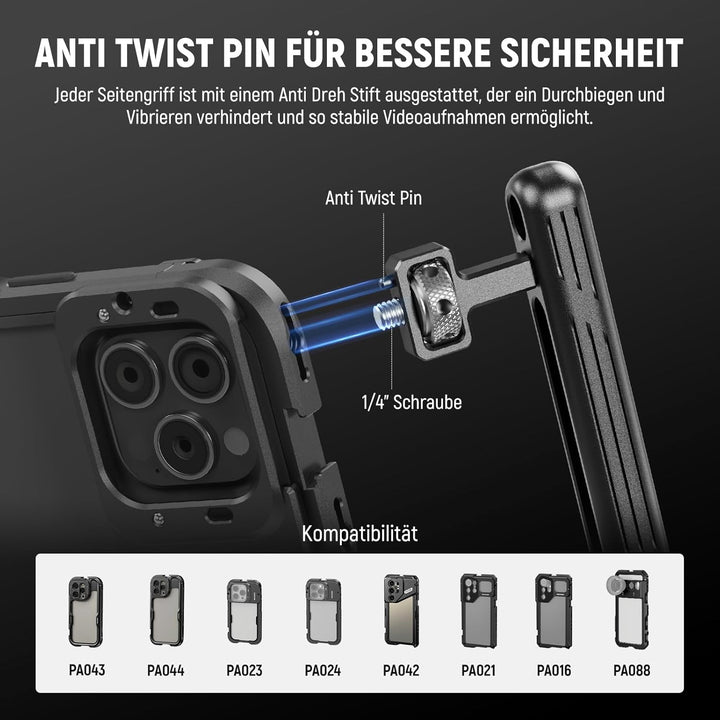 NEEWER 2er Pack drehbarer Seitengriff/Obergriff,Aluminiumgriff nur für iPhone 15 Samsung S22 S23 Tel