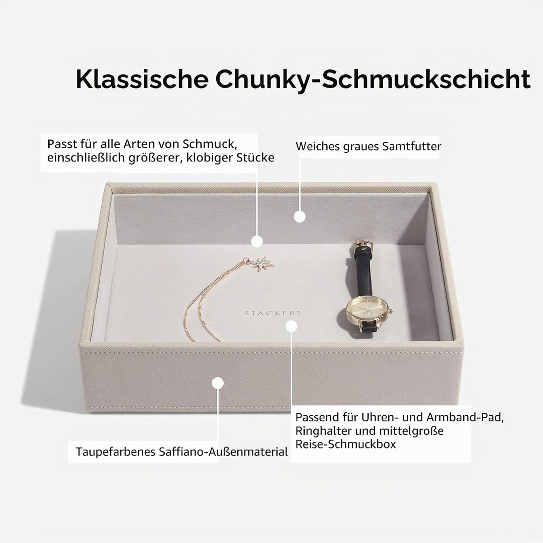 Stackers Schmuckschatulle, klassische Grösse, stapelbar, Set mit 5 Schubladen. taupe