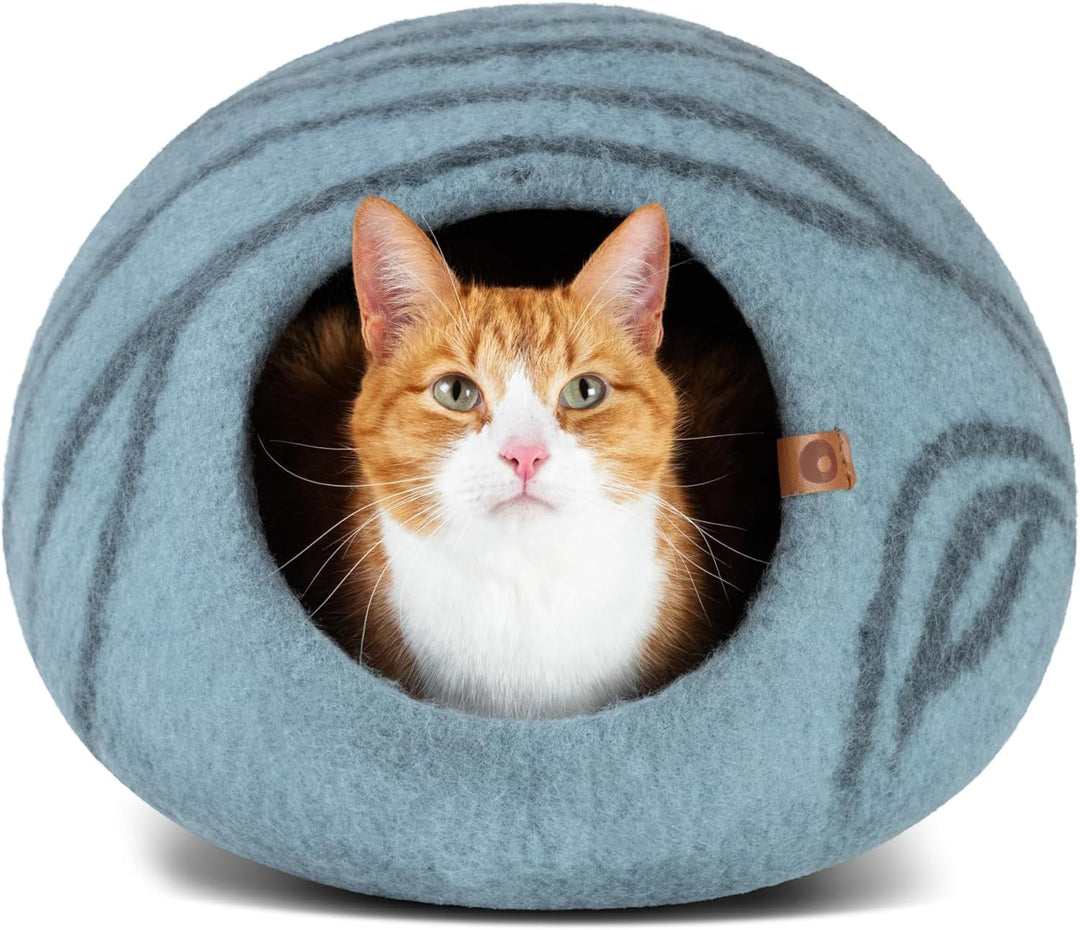 MEOWFIA Katzenbett Höhle – Umweltfreundliche Betten aus 100% Merinowolle für Katzen und Kätzchen - F