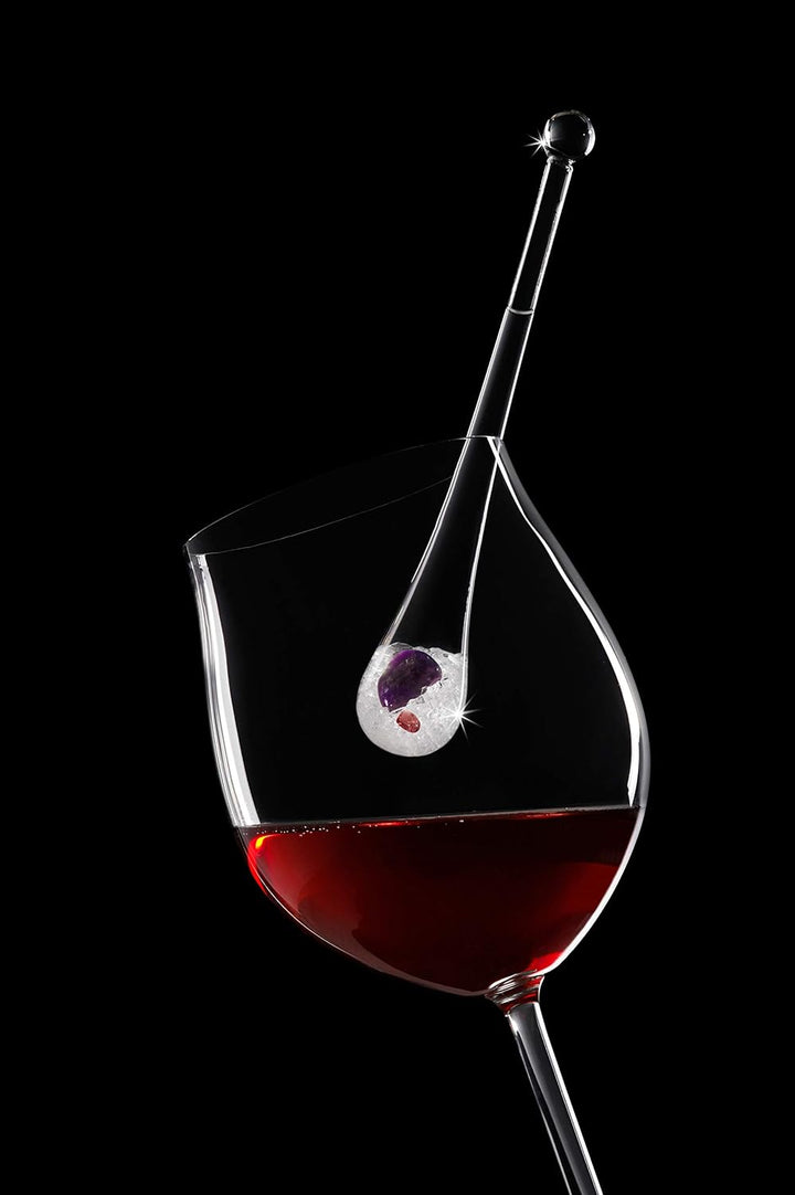 VitaJuwel Phiolino - Edelsteinstab-To-Go mit Amethyst, Granat undd Bergkristall (inkl. Lederetui), E