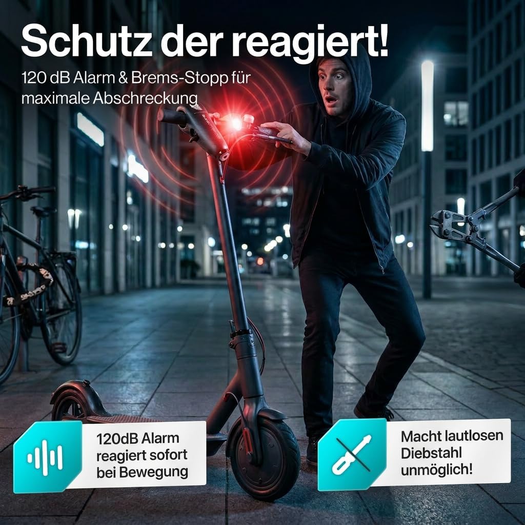 E Scooter Schloss & Fahrrad Schloss mit 120dB Alarmfunktion Diebstahlsicher Wasserdicht | E-scooter