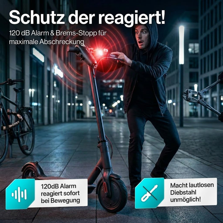 E Scooter Schloss & Fahrrad Schloss mit 120dB Alarmfunktion Diebstahlsicher Wasserdicht | E-scooter