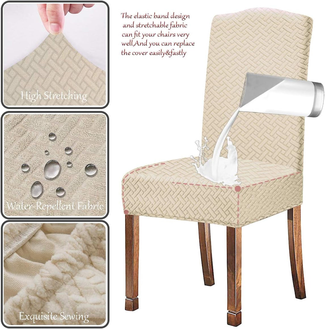 KELUINA Stretch wasserdichte Jacquard mit langem Gitter Esszimmer Stuhlhussen Home Decor, Stuhlhusse