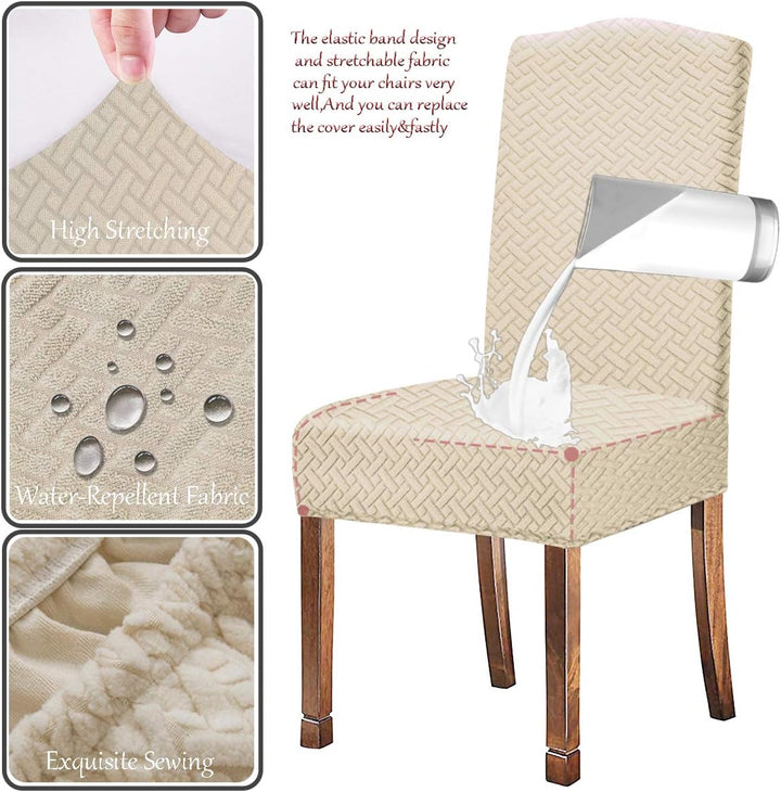 KELUINA Stretch wasserdichte Jacquard mit langem Gitter Esszimmer Stuhlhussen Home Decor, Stuhlhusse