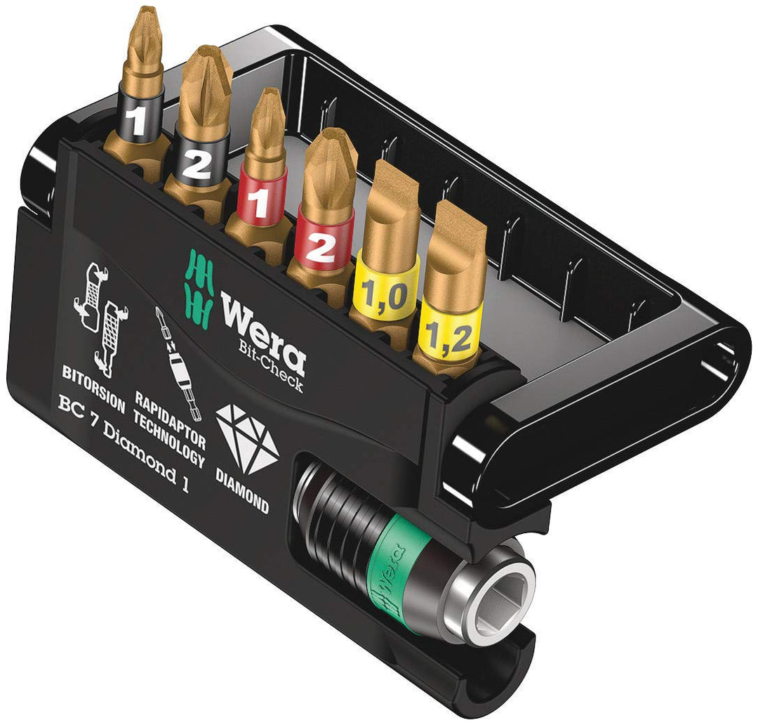 Wera Bit-Sortiment, Bit-Check 7 Diamond 1, 7-teilig, 05057416001 Bit-Check 7 Diamond 1 Single, Bit-C