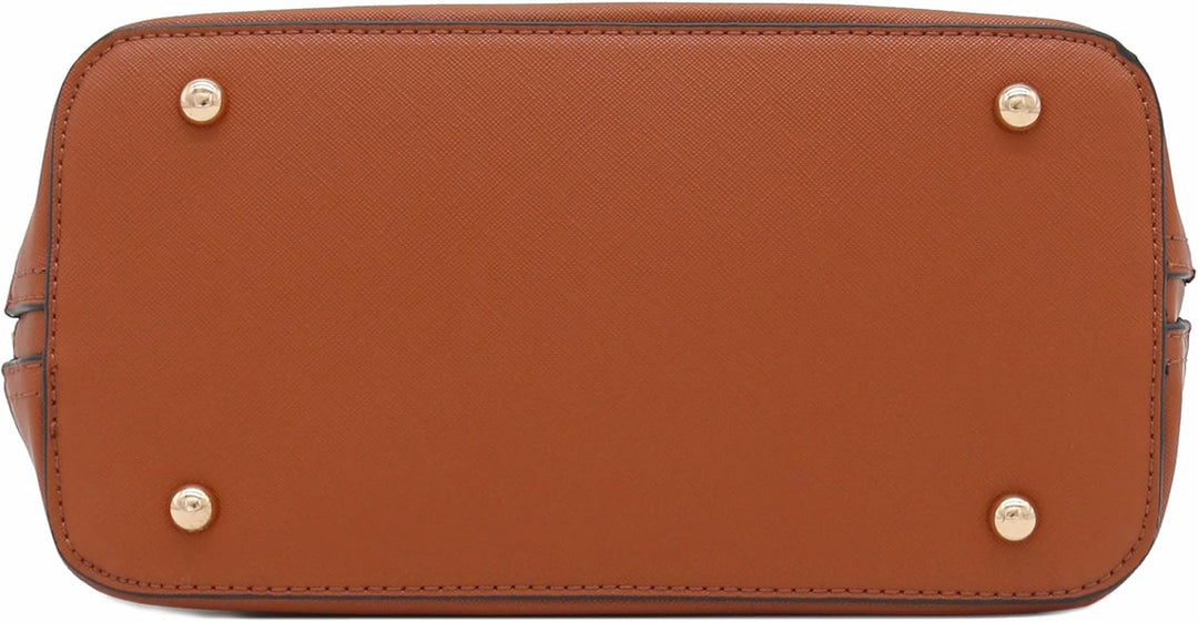 Saffiano Classic Dome Satchel mit Reissverschluss Hautfarben, Hautfarben