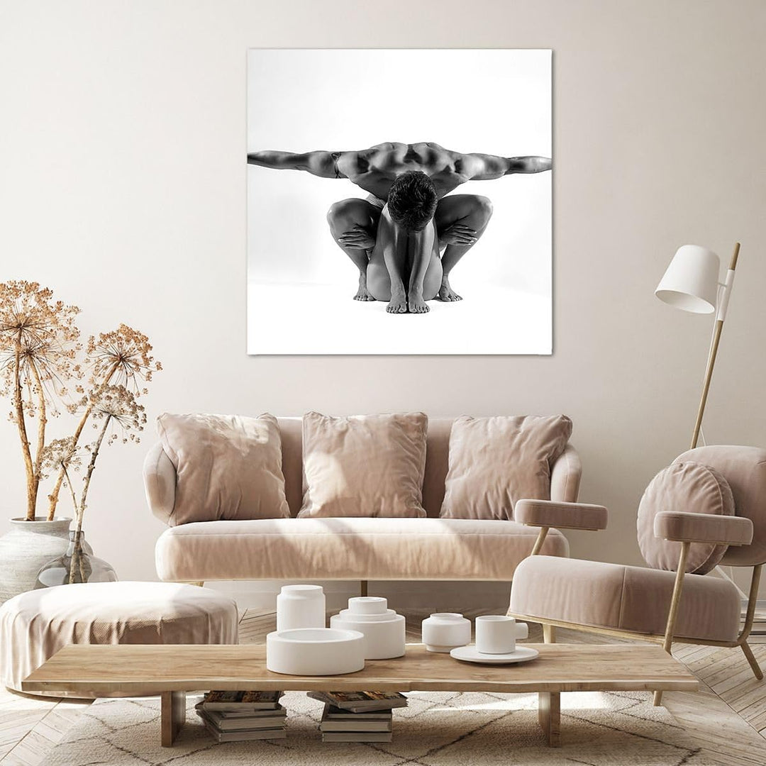 Bilder auf Leinwand 70x70cm Leinwandbild Modell Körper Muskeln Tätowierung Gross Wanddeko Bild Schla