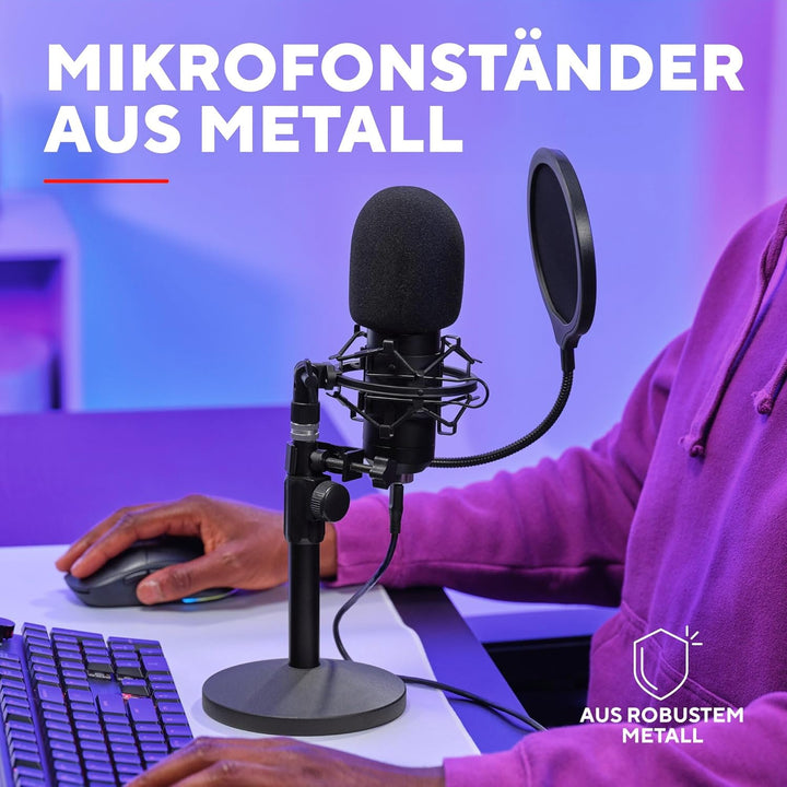 269 Emita II Mikrofon mit Verstellbarer Mic Ständer, Windfilter und Popfilter, USB Mikrofon mit Nier