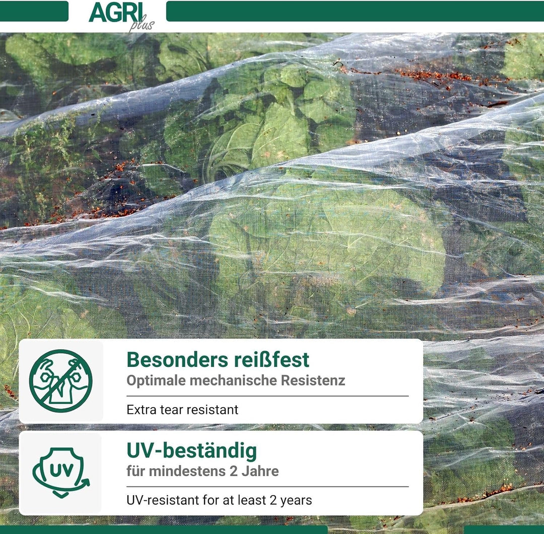 AGRI plus Gemüseschutznetz 2,5 x 100 m I Verschiedene Grössen I Reissfestes Kulturschutznetz I Trans