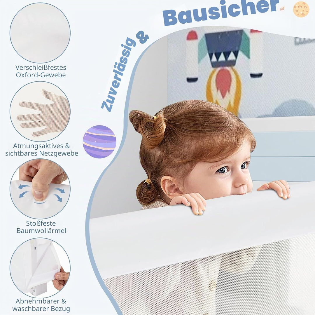 LIFEZEAL Bettgitter Faltbar, 120cm Bettschutzgitter Rausfallschutz, Kinderbettgitter aus Oxfordstoff