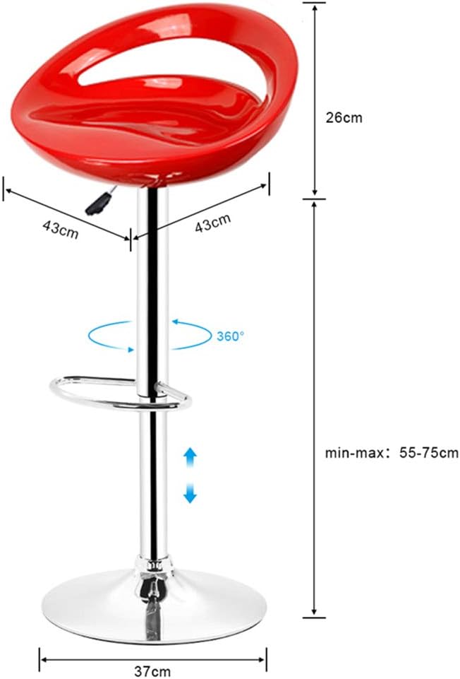 Barhocker 2er Set aus ABS Kunststoff, drehbar Barhocker in Höhe verstellbar von 55 bis 75 cm, Barhoc