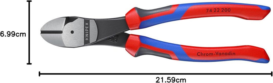 Knipex Kraft-Seitenschneider schwarz atramentiert, mit Mehrkomponenten-Hüllen 200 mm 74 22 200 Komfo