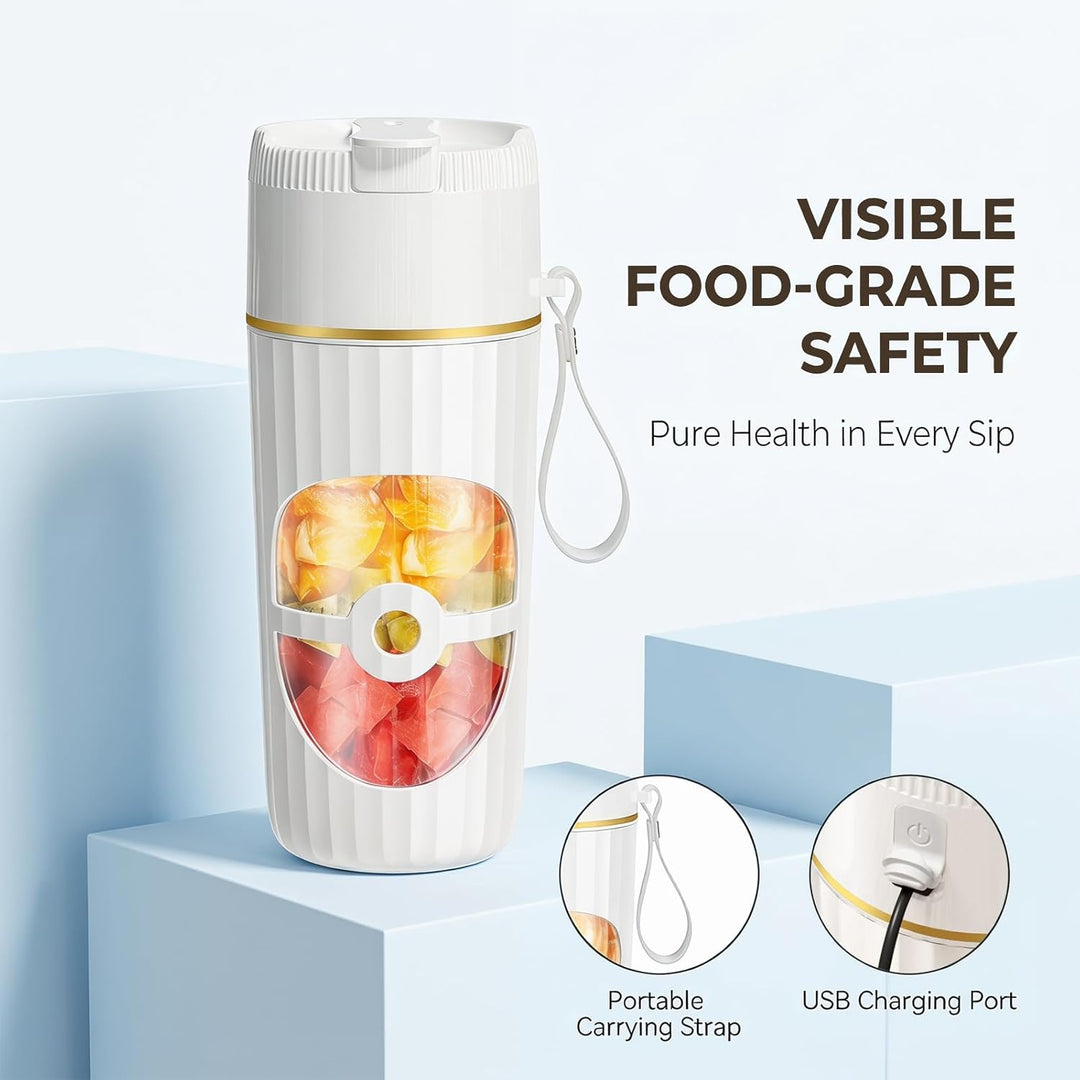 CEWROM Tragbarer Mixer, USB Wiederaufladbarer Smoothie Maker, 400ml Kleiner Mixer mit 10 Edelstahl K