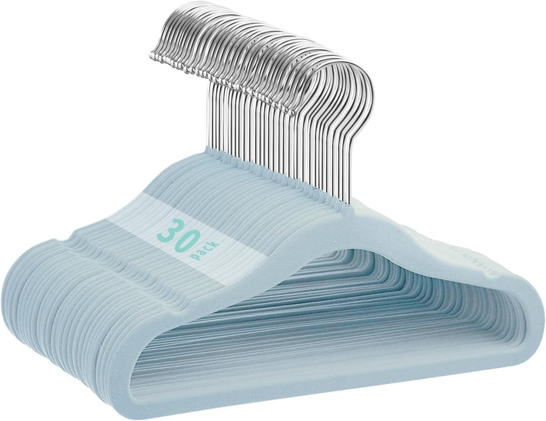 MangoKit 30 Pack Baby Anti-Rutsch-Samt Kleiderbügel, Säuglings- und Kleinkinderbügel, Ultra-schlanke