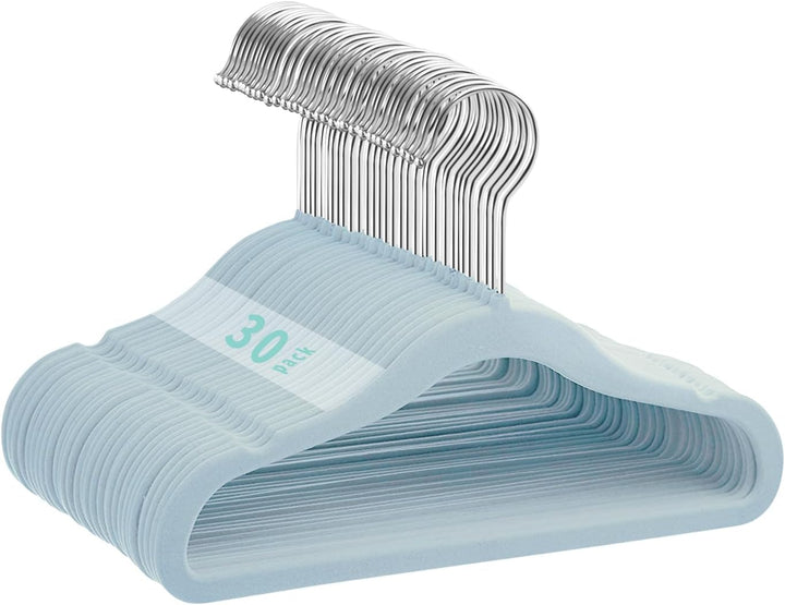 MangoKit 30 Pack Baby Anti-Rutsch-Samt Kleiderbügel, Säuglings- und Kleinkinderbügel, Ultra-schlanke