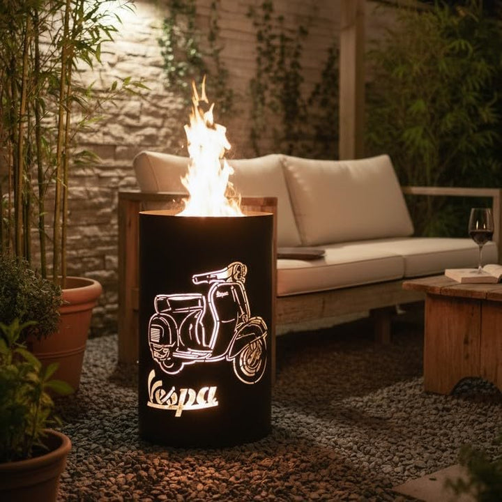 TiKo-Design® Feuertonne Feuerkorb mit Roller Motiv